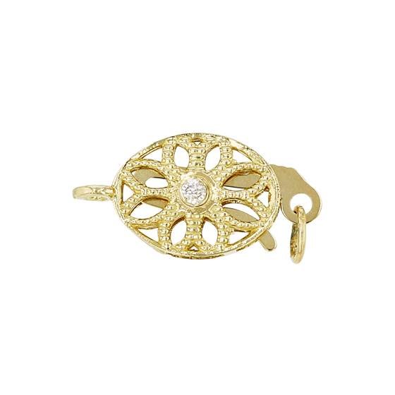 14ky 7x12mm diamond accent filgree fish clasp