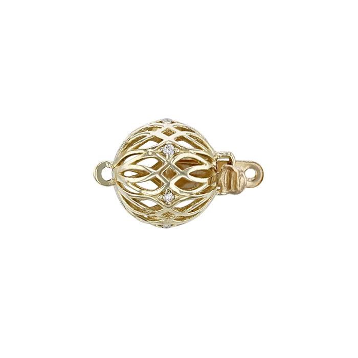 14ky 10mm diamond accent filigree ball clasp