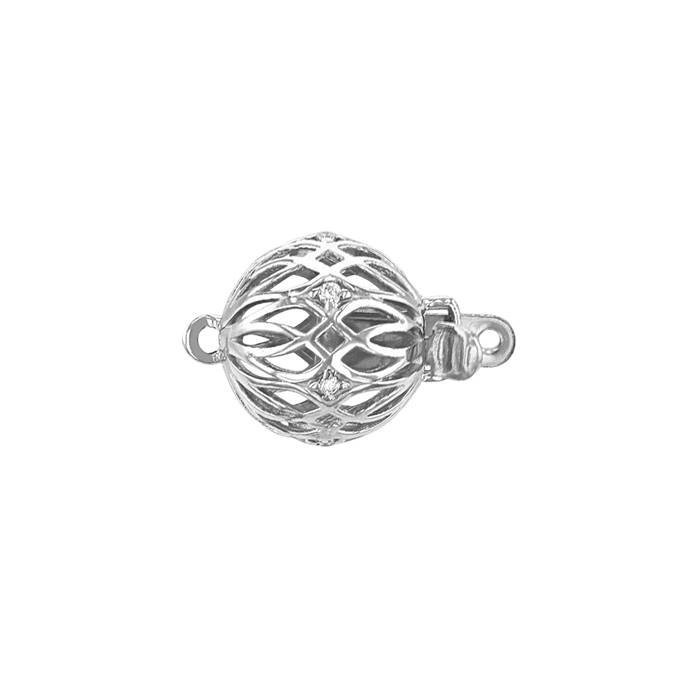 14kw 10mm diamond accent filigree ball clasp