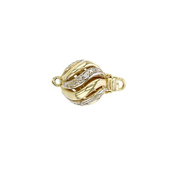 14ky 8mm diamond accent spiral ball clasp