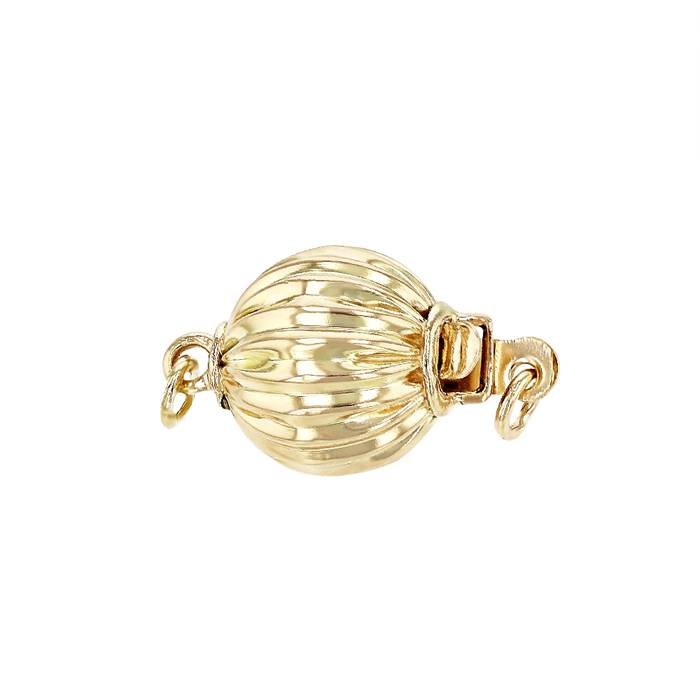 14ky 8mm corrugated ball clasp with two rings