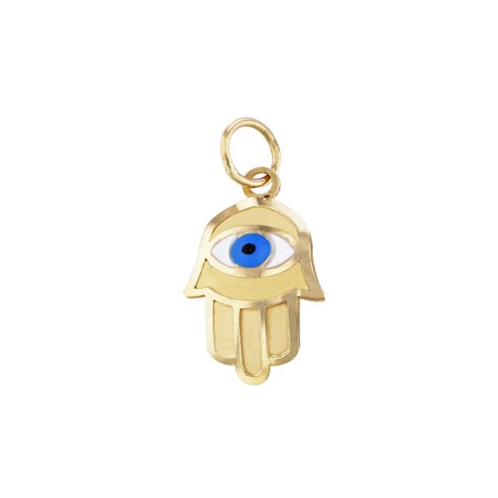14ky 14x8mm evil eye hamsa charm