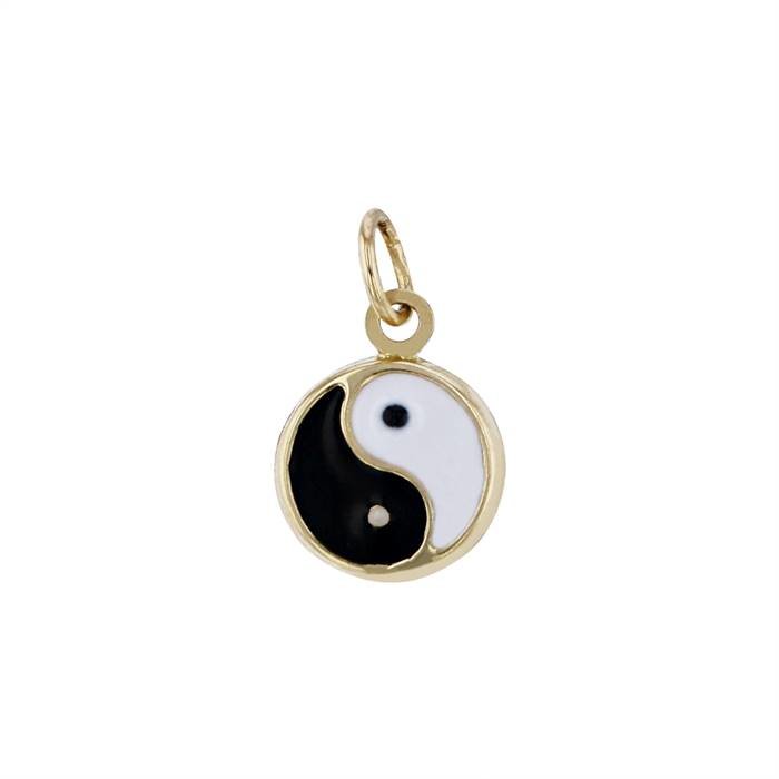 14ky 7.5mm yin yang enamel charm