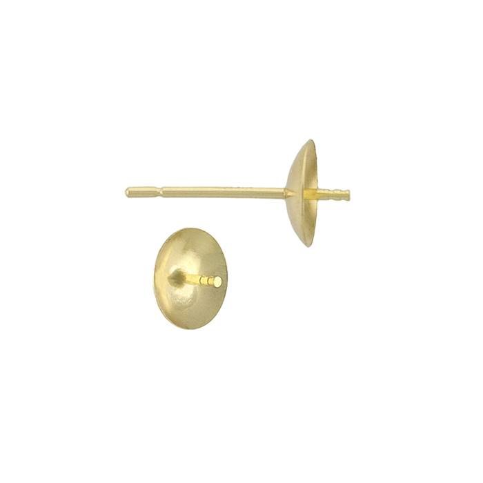 18ky 6mm cup pearl stud earring