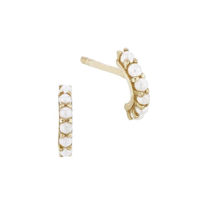 14ky pearl curved stud earring (synthetic pearl)