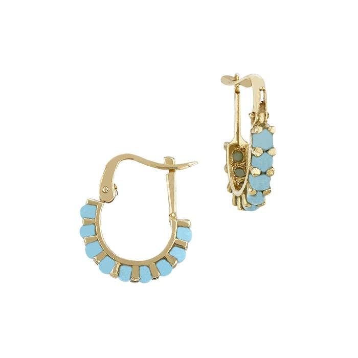 14ky turquoise curved stud earring (synthetic turquoise)