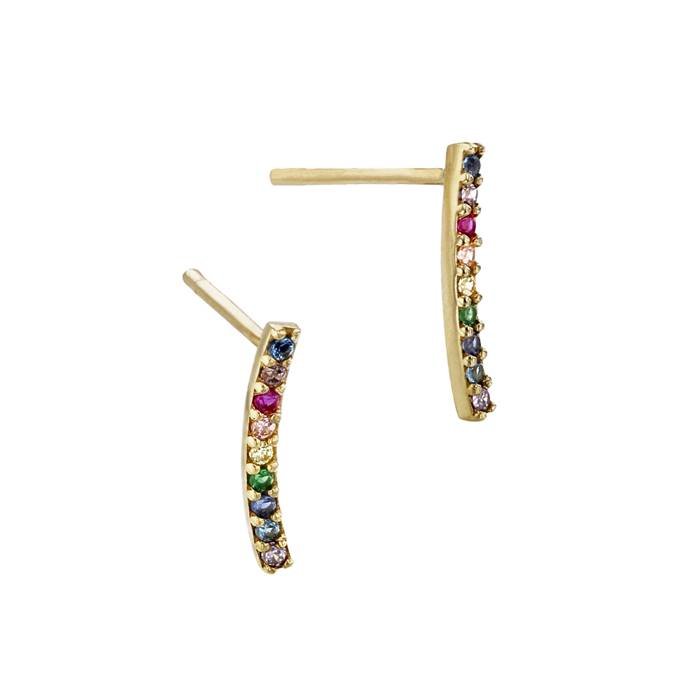 14ky 11mm cubic zirconia multicolor stud earring