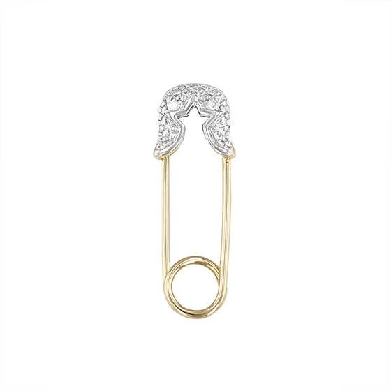 14ky 21x6mm diamond star outline safety pin