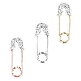 14K Diamond Star Outline Safety Pin