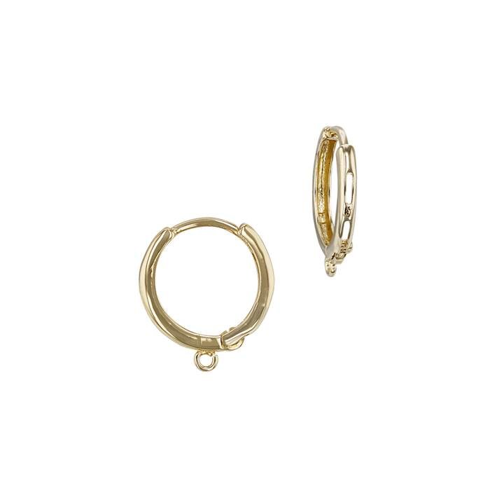 14ky 9.5mm huggie earring with open ring