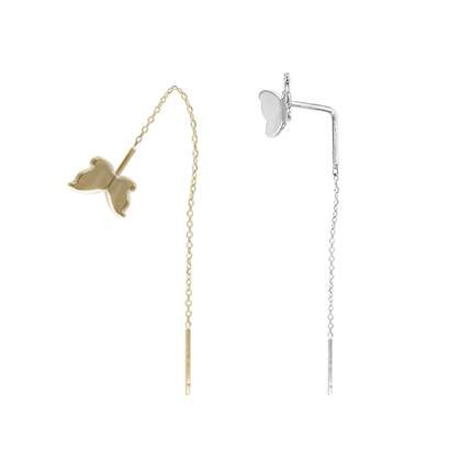 14K Butterfly Threader Cable Chain Earwire Earring