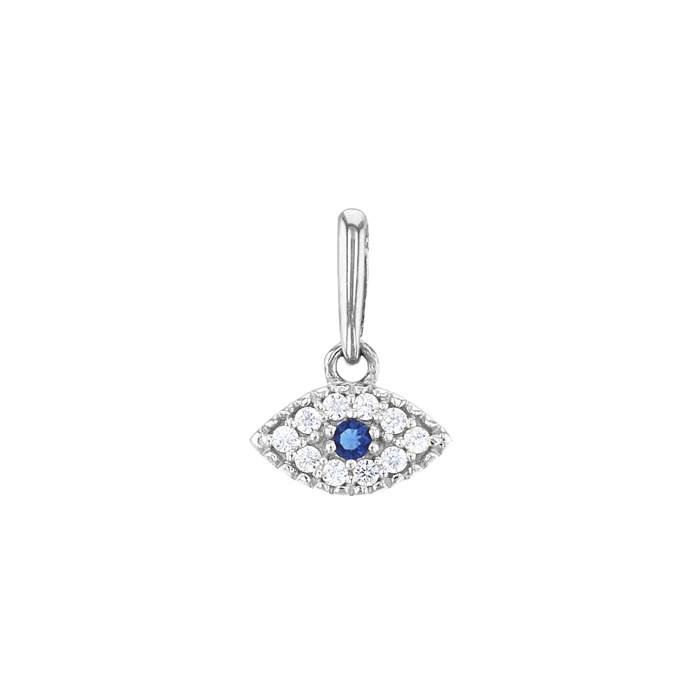 14kw 7.5mmx4mm cubic zirconia evil eye sapphire stone charm