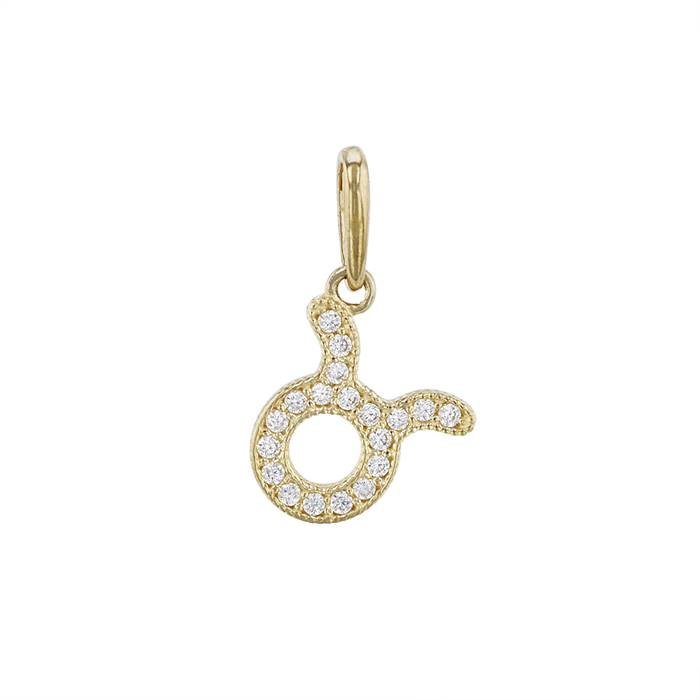 14ky 8mm cubic zirconia taurus charm