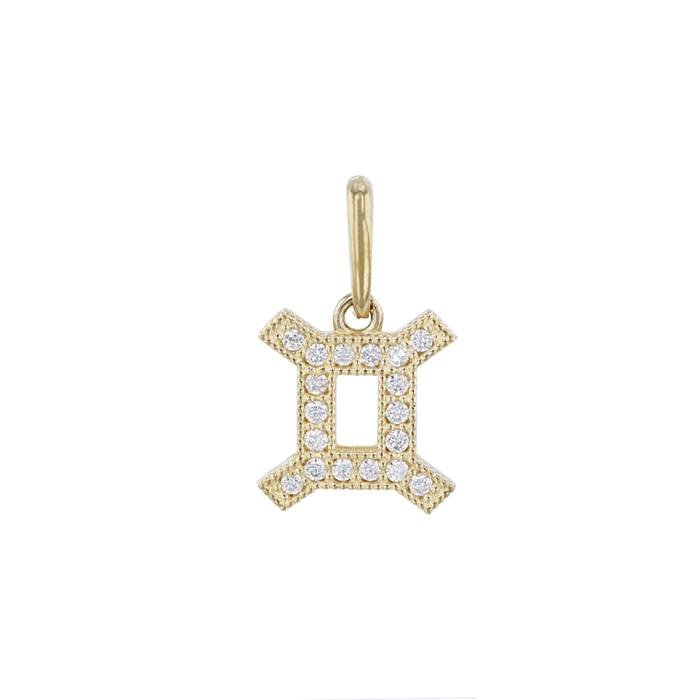 14ky 8.5mm cubic zirconia gemini charm