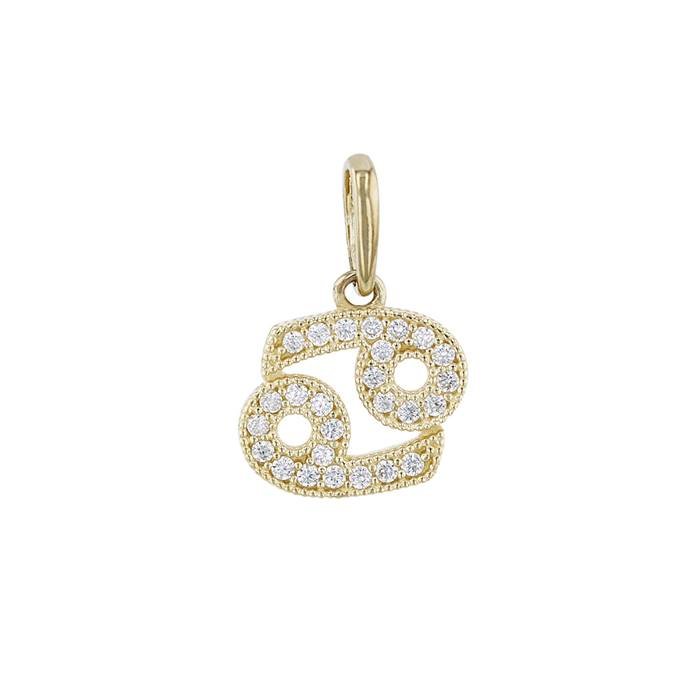 14ky 9mm cubic zirconia cancer charm