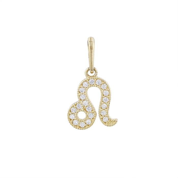 14ky 9.5mm cubic zirconia leo charm