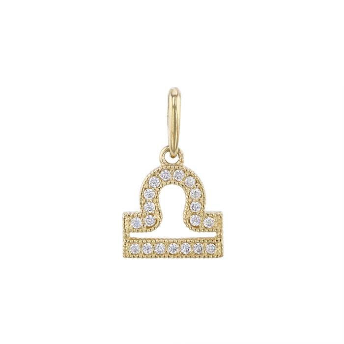 14ky 9mm cubic zirconia libra charm