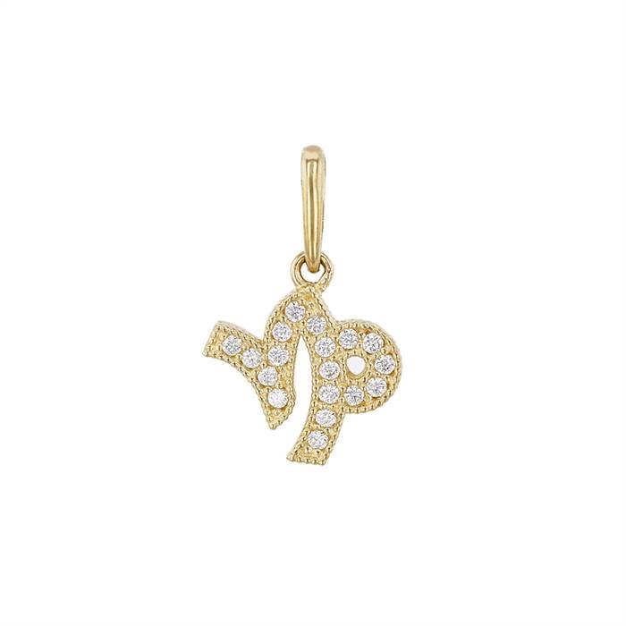 14ky 9mm cubic zirconia capricorn charm