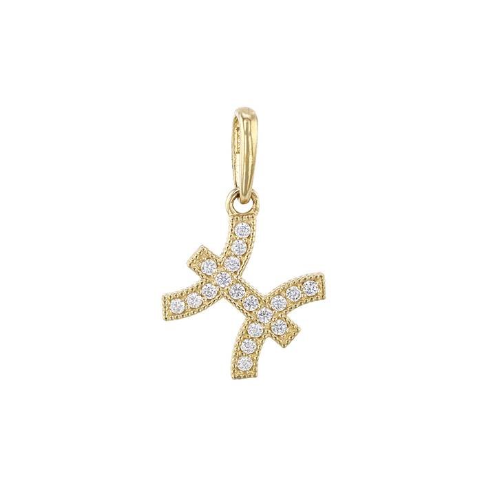 14ky 8.5mm cubic zirconia pisces charm