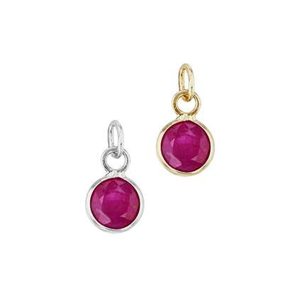 14K Ruby Round Bezel Set Charm July Birthstone