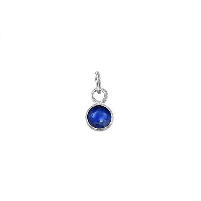 14kw 2.5mm round bezel set charm september birthstone sapphire