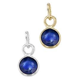 14K Sapphire Round Bezel Set Charm September Birthstone