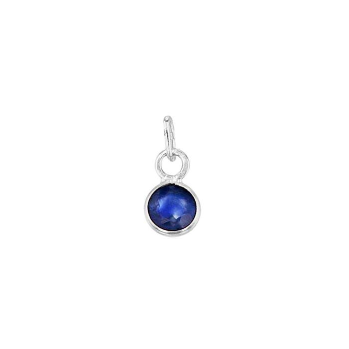 14kw 3mm round bezel set charm september birthstone sapphire