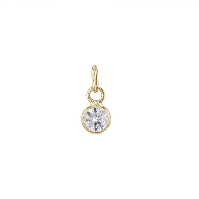 14ky 2.5mm round bezel set charm september birthstone w.sapphire