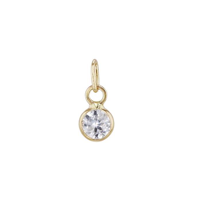 14ky 3.5mm round bezel set charm september birthstone w.sapphire