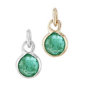 14K Emerald Round Bezel Set Charm May Birthstone