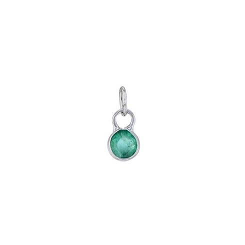 14kw 2.5mm round bezel set charm may birthstone emerald