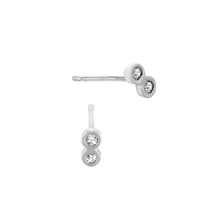 14kw 2.5x5mm 2dia .036ct diamond double round bezel stud earring (champaigne diamond)