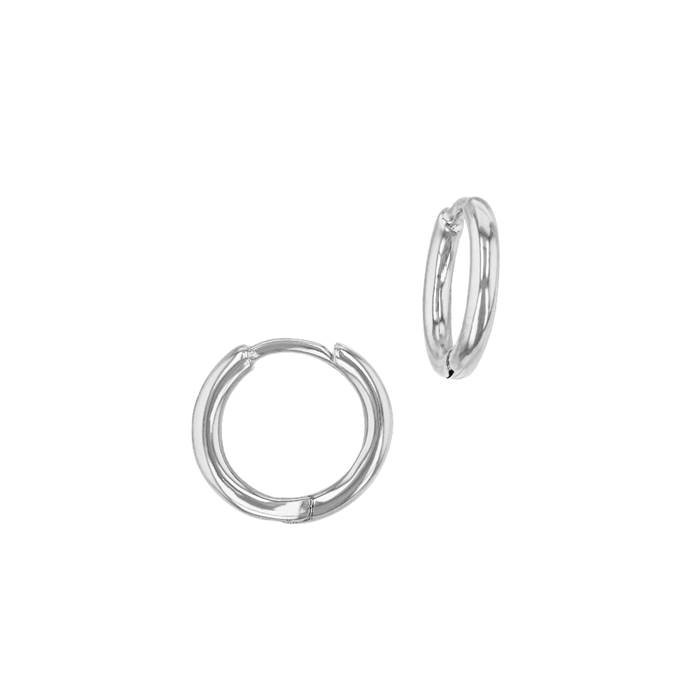 12x1.6mm rhodium plated round huggie earring