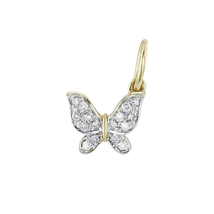 14ky 7x5mm 4pts/16pcs diamond buttefly charm