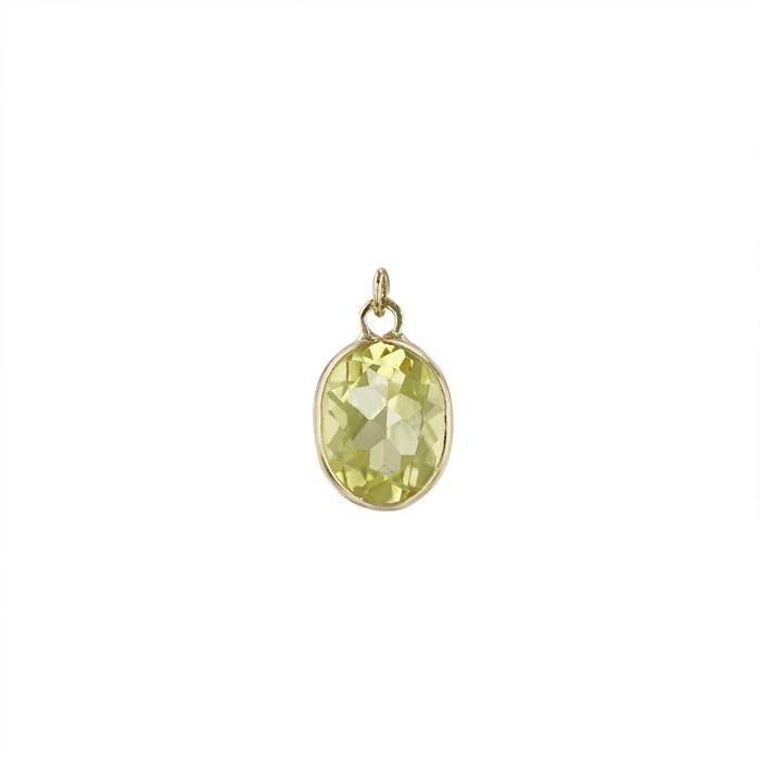 14ky 4x3mm lemon quartz oval bezel set charm november birthstone