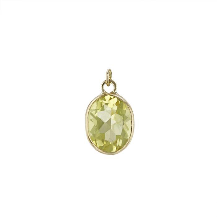 14ky 7x5mm lemon quartz oval bezel set charm november birthstone