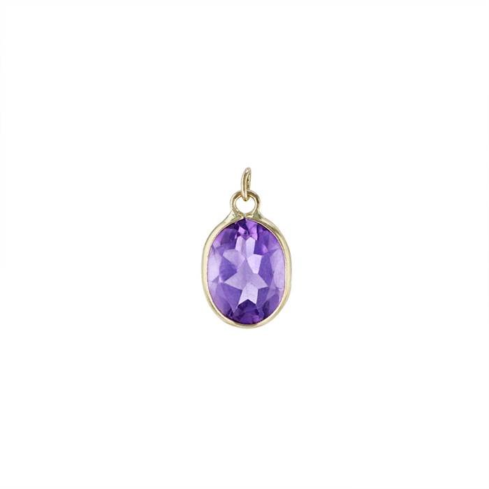 14ky 4x3mm amethyst oval bezel set charm february birthstone