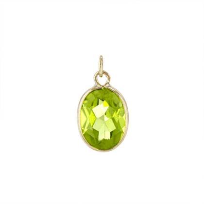 14K Peridot Oval Bezel Charm August Birthstone