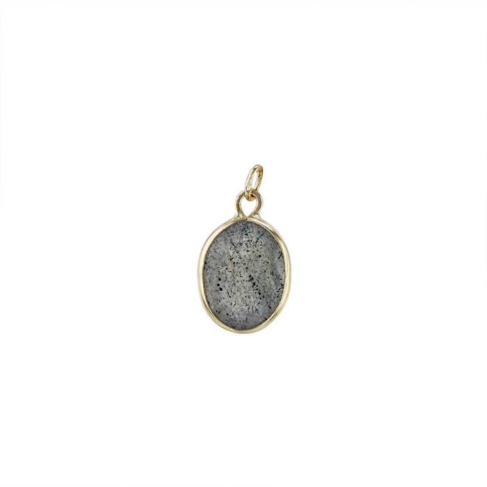 14ky 6x4mm labradorite oval bezel set charm march birthstone