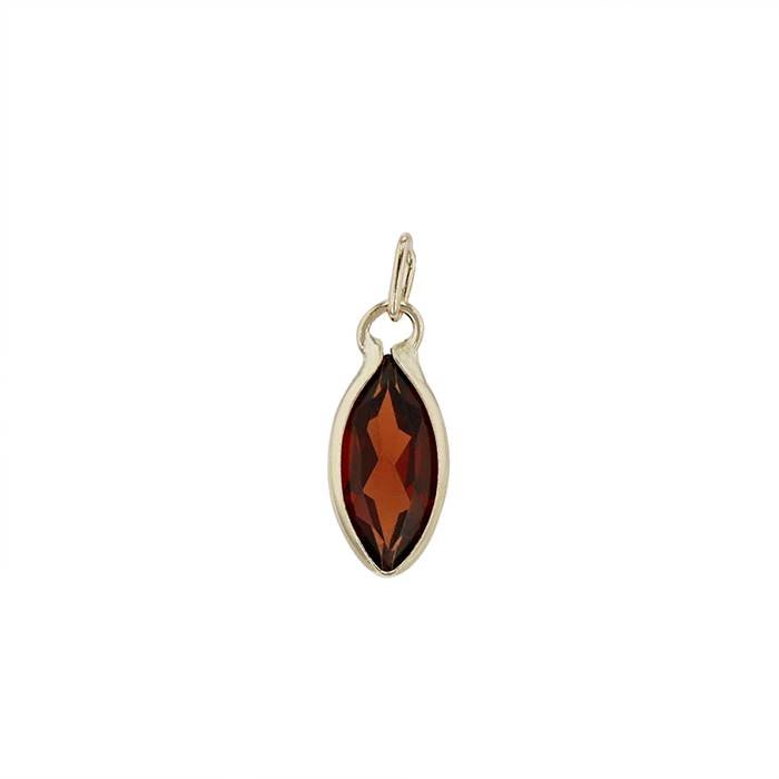 14ky 6x3mm marquee shape bezel set charm january birthstonegarnet