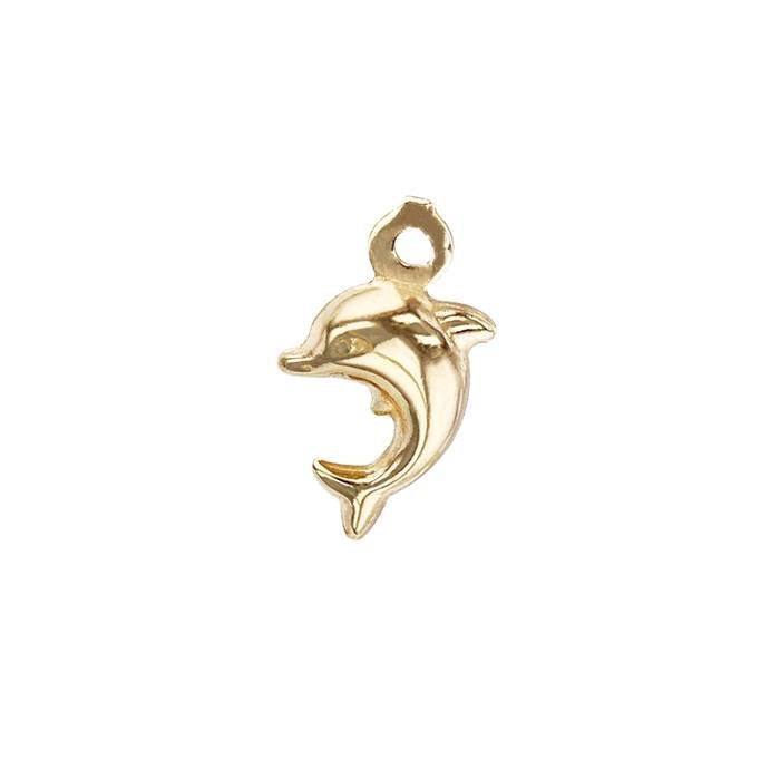 14ky 9.7mm puffy dolphin charm