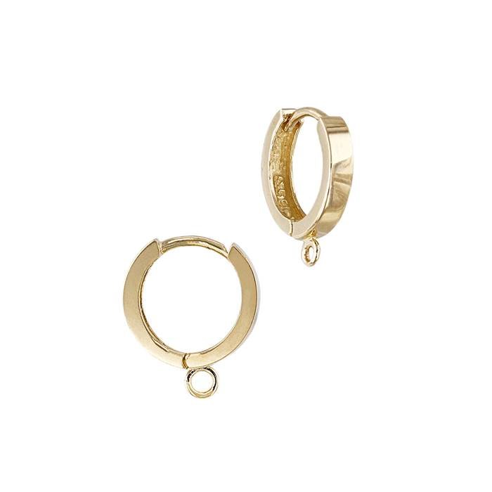 18ky 9mm flat click huggie earring with ring