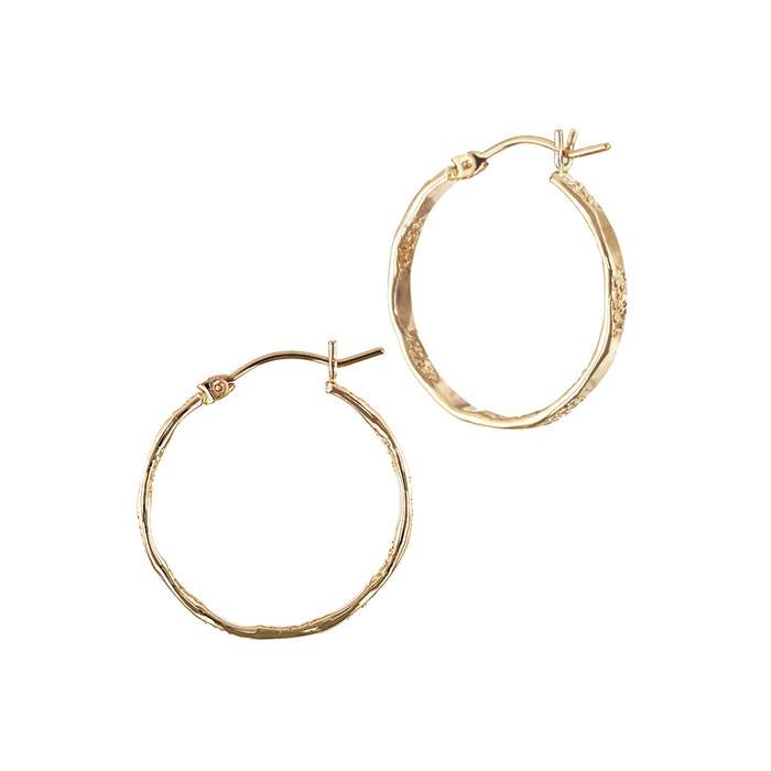 gf partially textured snap hoop earring