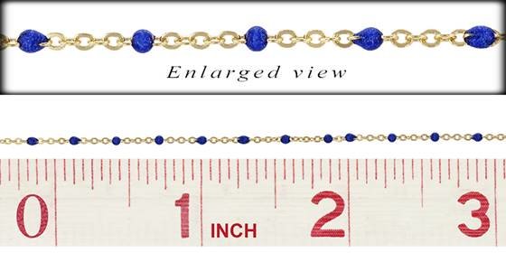 gf 1.5mm gold filled flat oval cable satellite chain with 1.7mm blue enamel bead