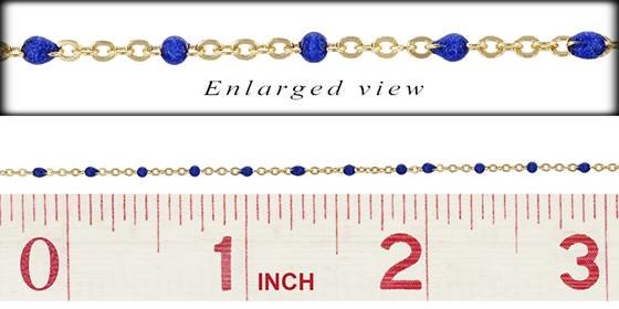 gf 1.5mm chain width flat oval cable satellite chain with 1.7mm blue enamel bead