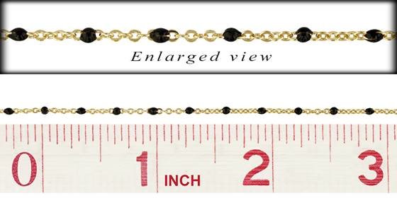 gf 1.5mm gold filled flat oval cable satellite chain with 1.7mm black enamel bead