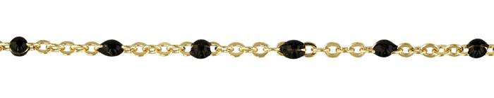 Gold Filled 1.5mm Chain Width Flat Oval Cable Satellite Chain With 1.7mm Black Enamel Bead