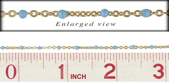 gf 1.5mm chain width flat cable satellite chain with 1.7mm turquoise enamel bead