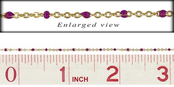 gf 1.5mm gold filled flat cable satellite chain with 1.7mm amethyst enamel bead