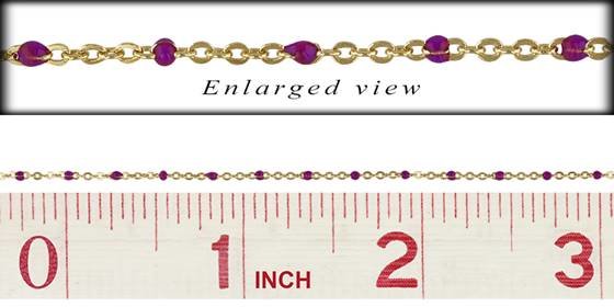 gf 1.5mm chain width flat cable satellite chain with 1.7mm amethyst enamel bead